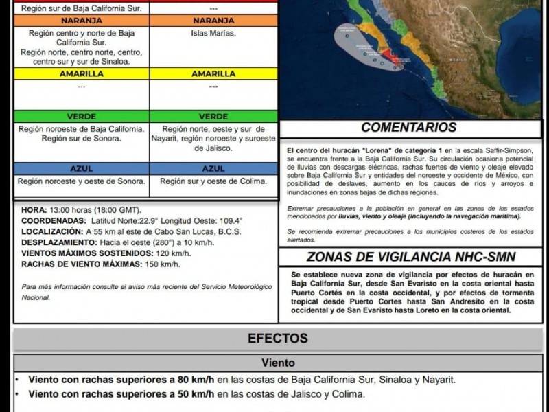 Alerta azul y verde para Sonora por 