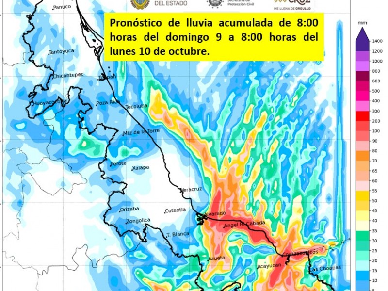 Alerta Gris en Veracruz por temporal lluvioso