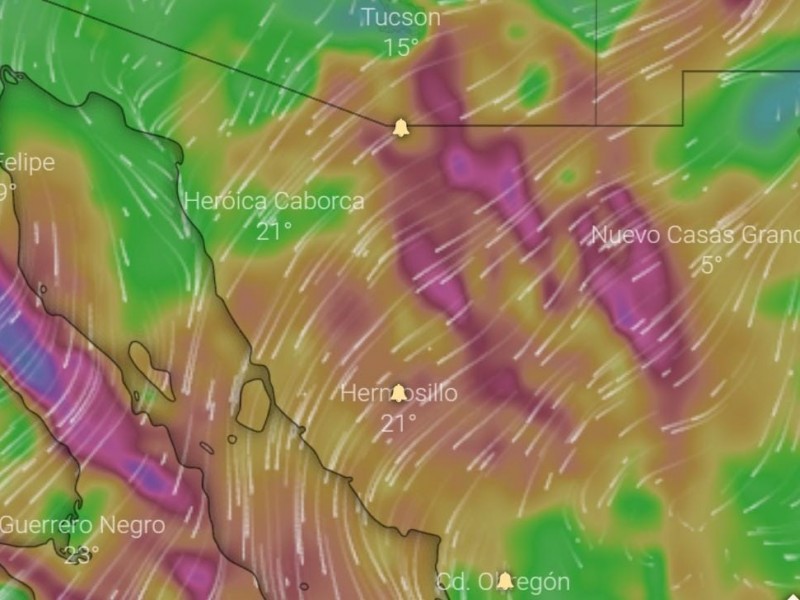 Alerta meteorológica por ingreso de frente frío a Sonora