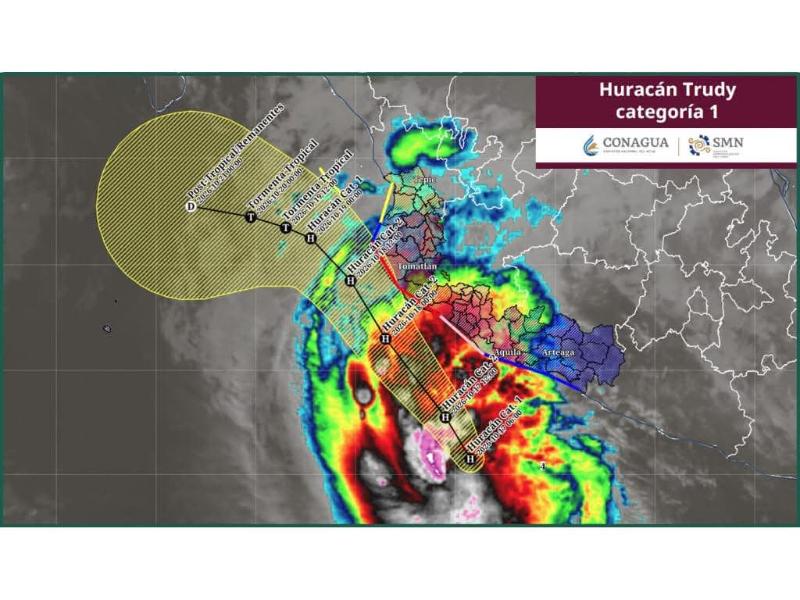 Alerta naranja para Colima  por huracán Trudy; autoridades activan protocolos