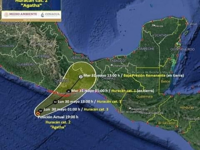 8 municipios en alerta por remanentes de huracán Agatha