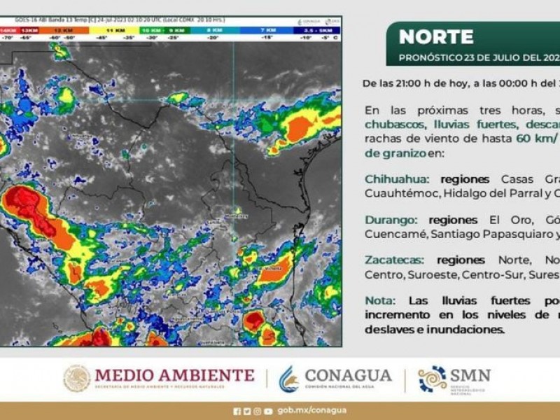 Alerta PC a población por lluvias en Zacatecas