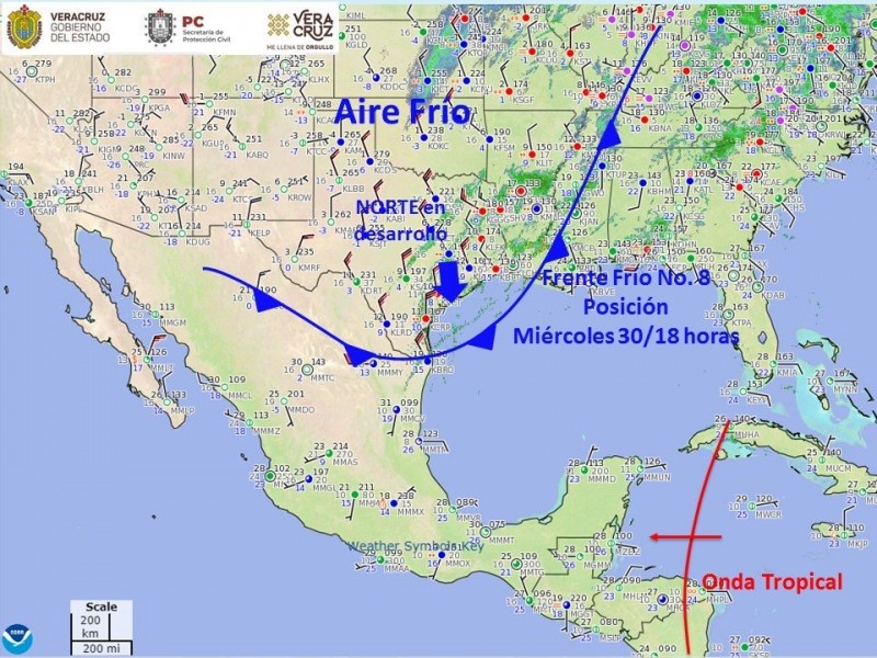 Alerta por afectos del FF#8 en Veracruz