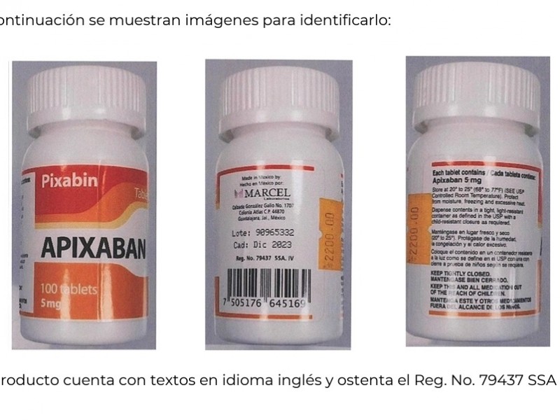 Alerta Sanitaria por comercialización de Pixabin falsificado