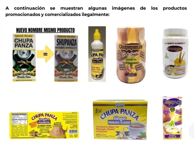 Alerta sanitaria sobre los productos “CHUPA PANZA”