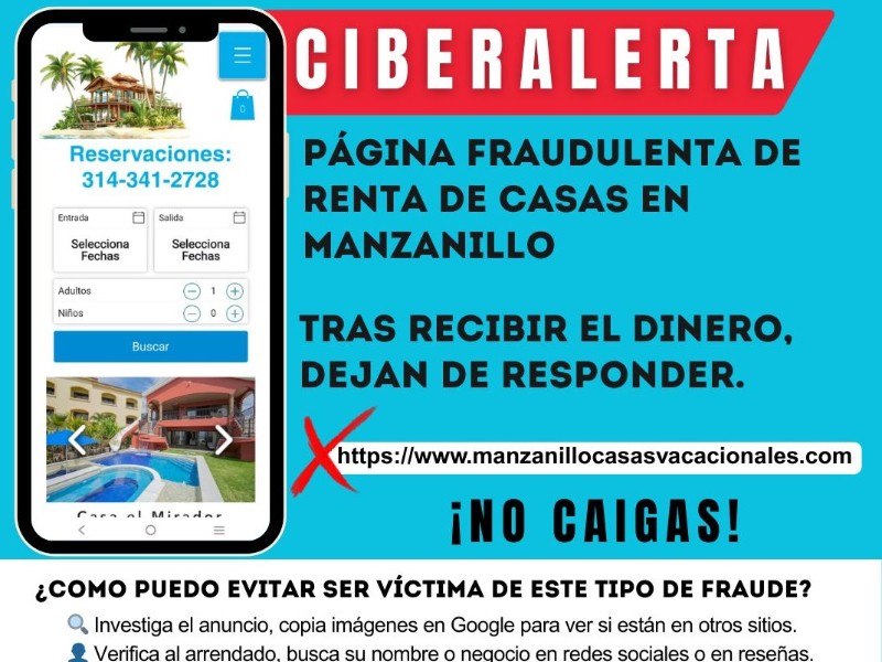 Alertan estafas de página fraudulenta de renta de casas en Manzanillo