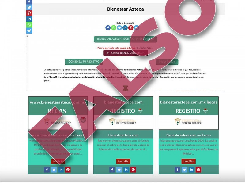 Alertan fraude de plataforma falsa que ofrece registro a becarios