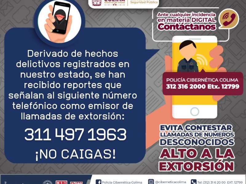 Alertan llamadas de número telefónico utilizado para extorsionar