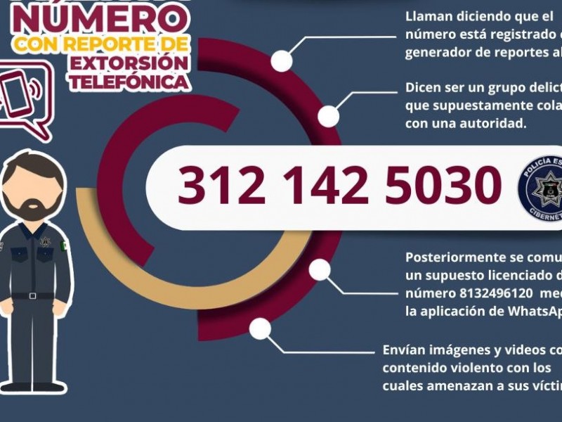 Alertan llamadas desde número 3121425030 para cometer extorsión
