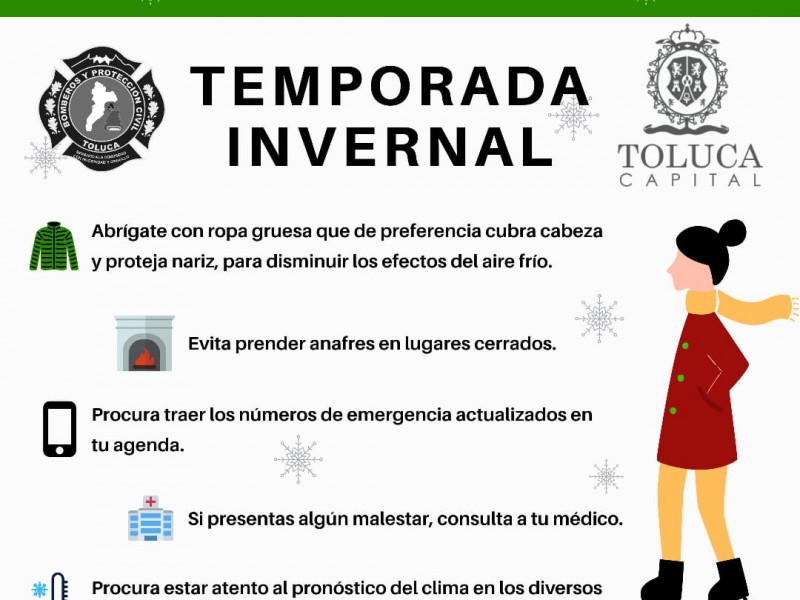 Alertan por bajas temperaturas en Toluca