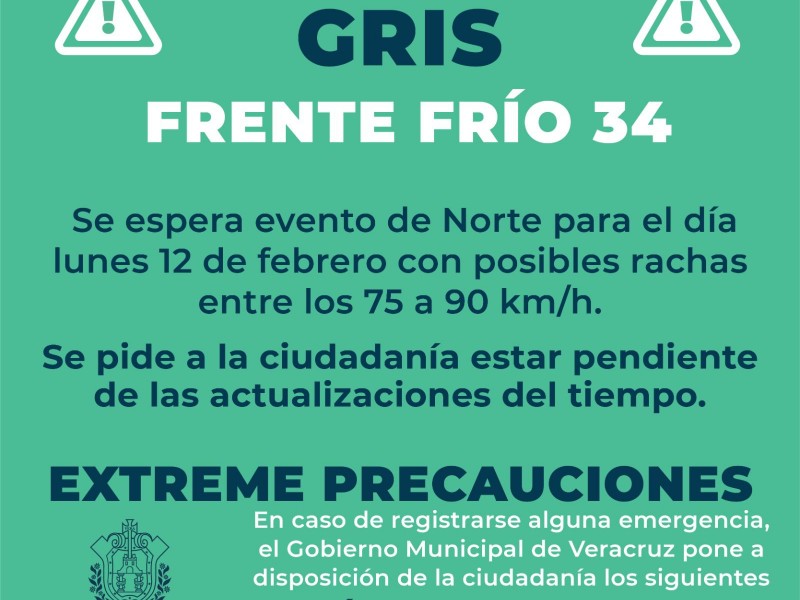 Alertan por norte de 90 kilómetros por hora