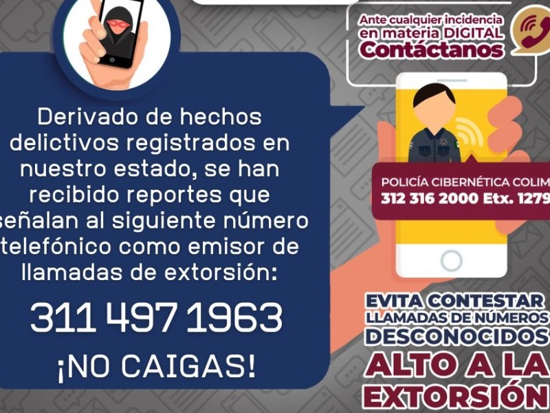 Alertan sobre número telefónico usado para extorsionar