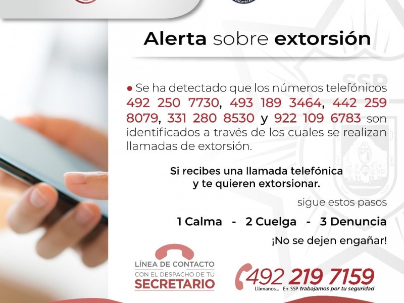 Alertan sobre números telefónicos detectados como extorsivos