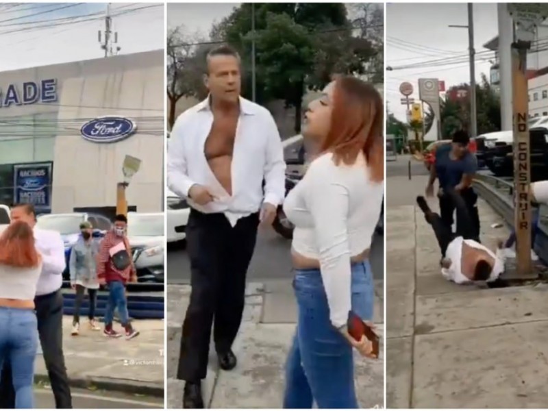 Alfredo Adame es captado en plena pelea callejera contra mujer