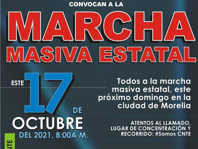 Alista CNTE marcha masiva para este domingo