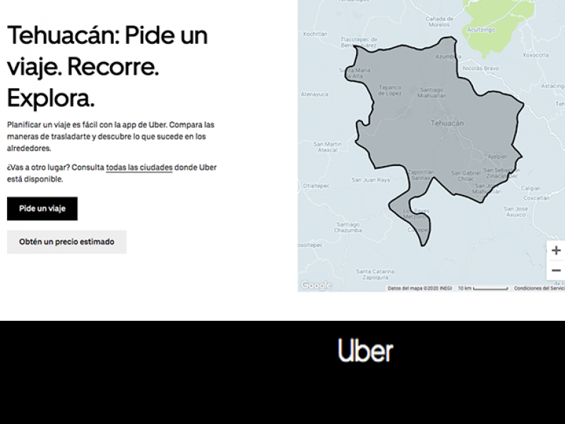 Alista plataforma Uber llegada a Tehuacán; taxis ven competencia