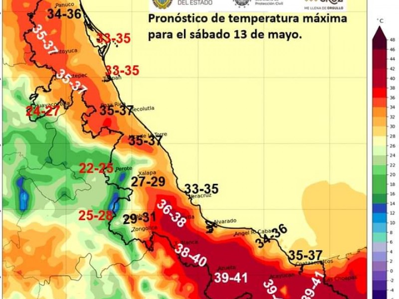 Altas temperaturas para Veracruz este sábado