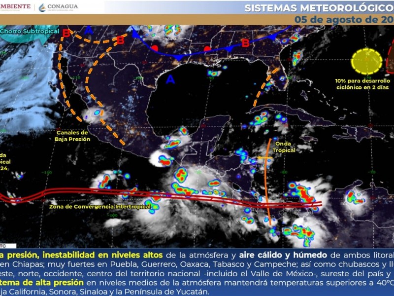 Altas temperaturas y lluvias dispersas, el pronóstico de hoy