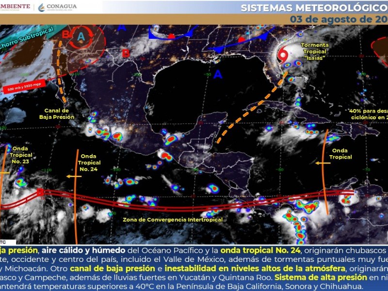 Altas temperaturas y lluvias puntuales, el pronóstico de hoy