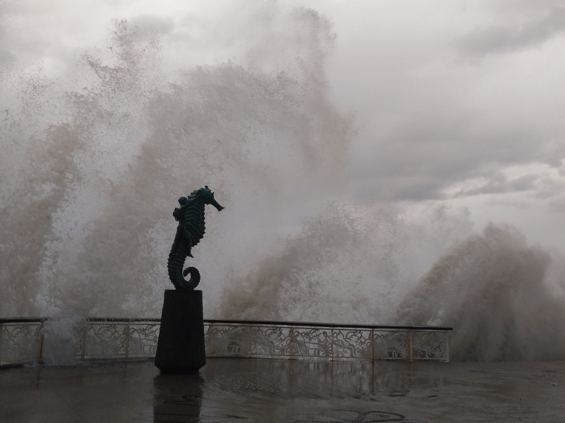 Alto oleaje, un espectáculo en Puerto Vallarta