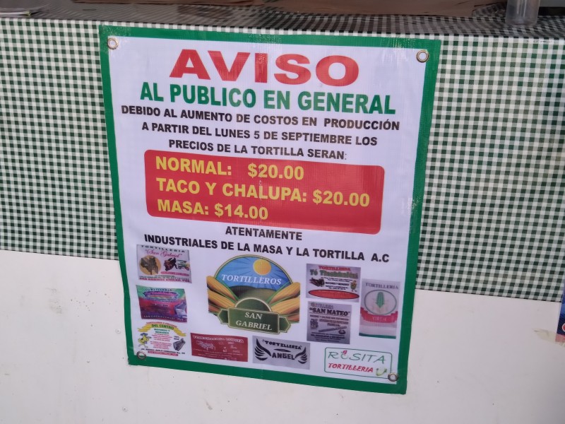 Alza de insumos obliga a tortilleros de Chilac elevar precio