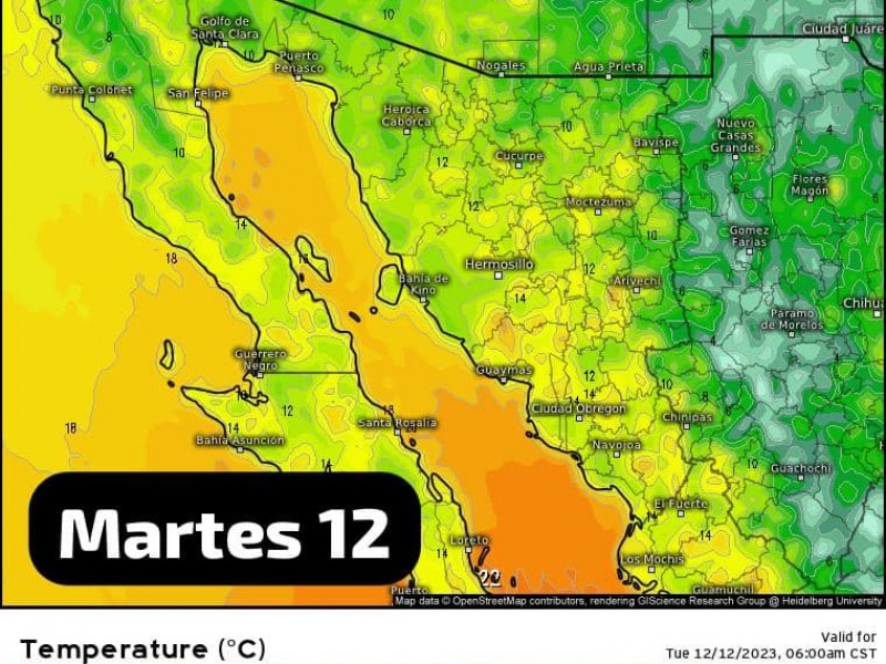 Amaneceres frescos de 14°C en Guaymas este martes 12