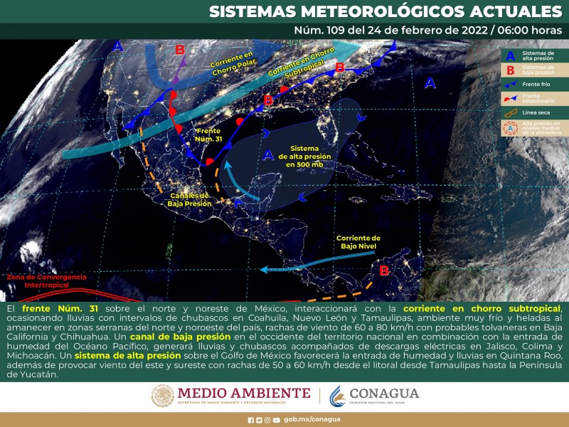 Ambiente frío con heladas en zonas altas de Sonora