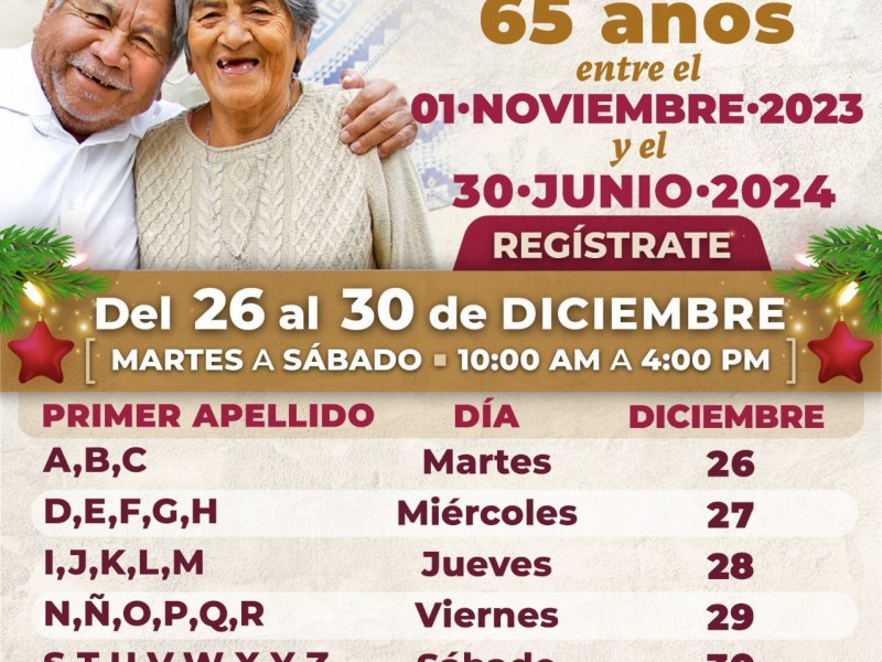 Amplían periodo de registro a pensión para adultos mayores