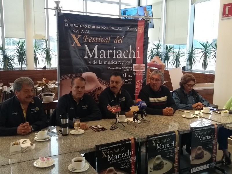 Anuncia Club Rotario Zamora décimo Festival del Mariachi