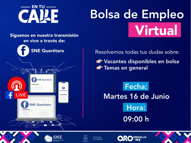 Anuncian bolsa de Empleo Virtual en Querétaro