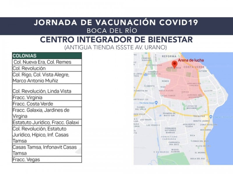 Anuncian cambio de módulo de Vacunación en Boca del Río