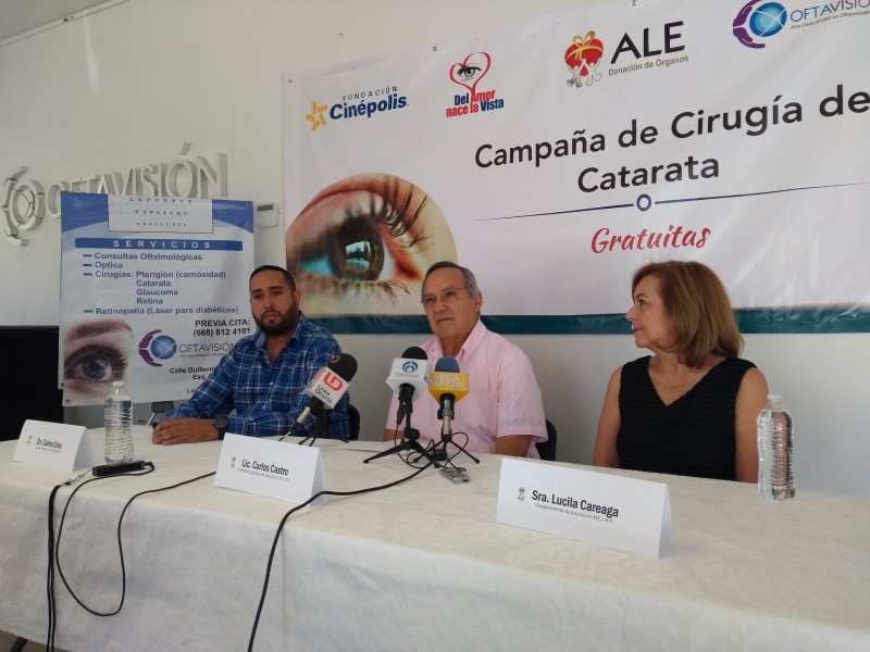 Anuncian campaña gratuita de cirugía de cataratas