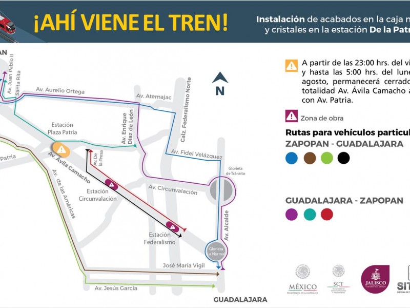 Anuncian cierre total del cruce Ávila Camacho-Patria