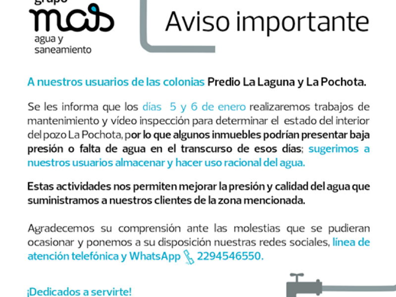 Anuncian corte de agua potable en colonias de Veracruz