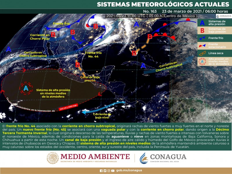 Anuncian décimo tercera Tormenta Invernal de la temporada