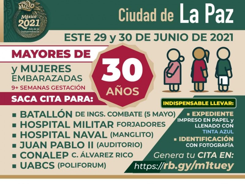 Anuncian fecha de vacunación para mayores de 30 años