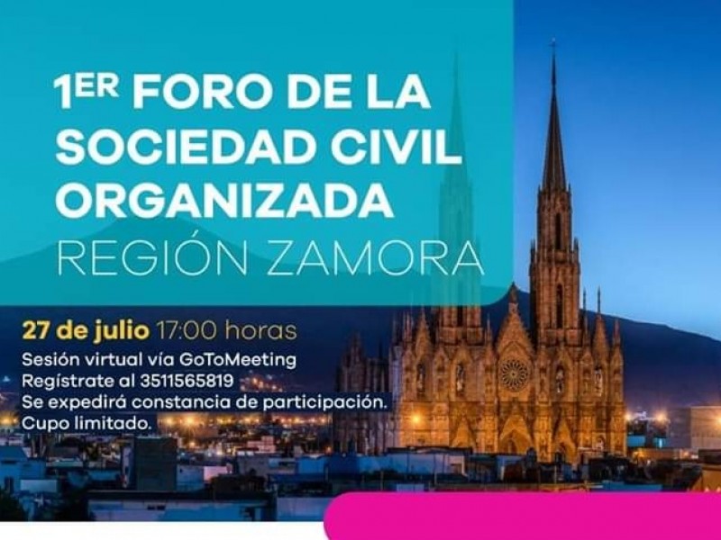 Anuncian primer Foro de la Sociedad Civil Organizada en Zamora
