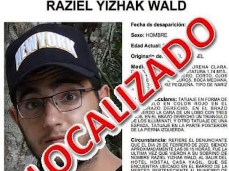 Aparece turista israelí con reporte de desaparecido