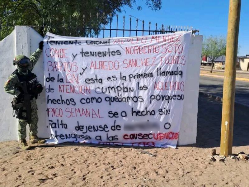 Aparecen narcomantas amenazando a mandos de la guardia nacional