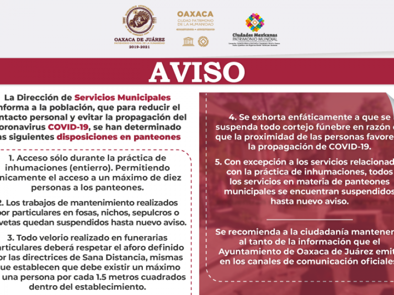 Aplican restricciones en panteones de Oaxaca por Covid-19