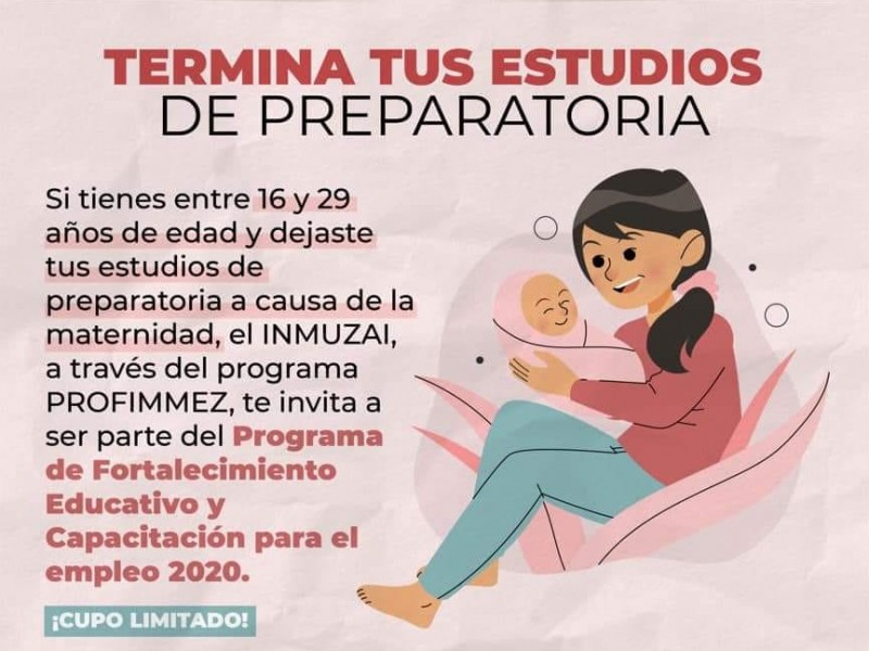 Apoyan a madres jóvenes para que terminen sus estudios