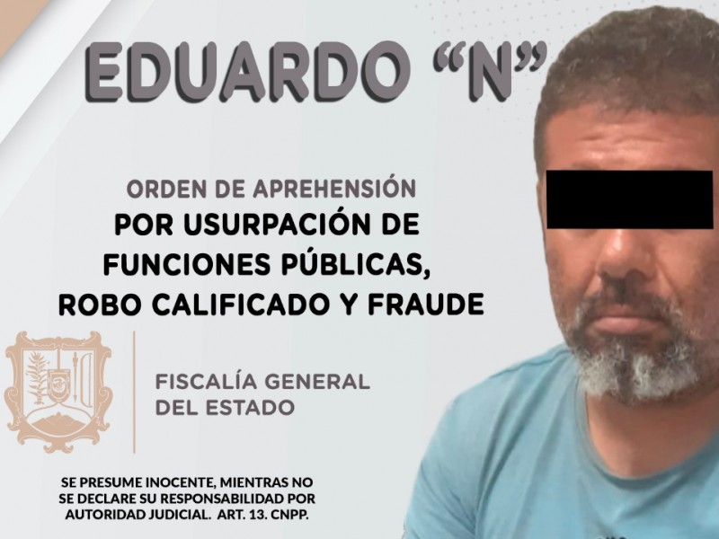 Aprehendido por usurpación de funciones públicas, robo calificado y fraude