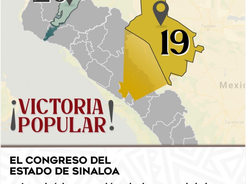 Aprueba Congreso municipalización de ElDorado y Juan José Ríos