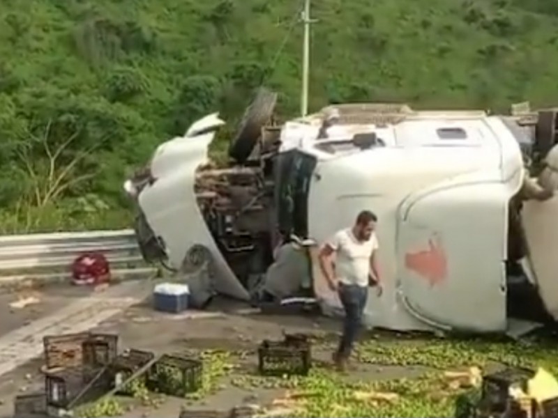 Árbol y volcadura de tráiler bloquean autopista Colima-Guadalajara