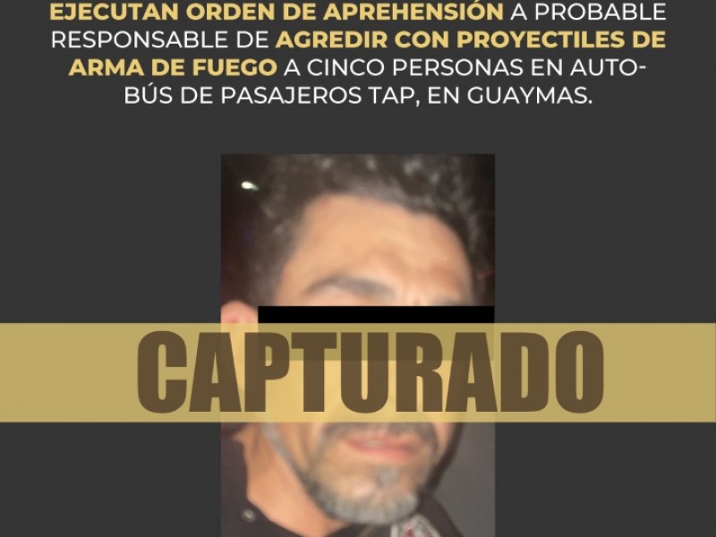 Arrestan a agresor de pasajeros en Guaymas