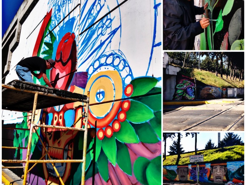 Artistas urbanos plasman murales en Tollocan