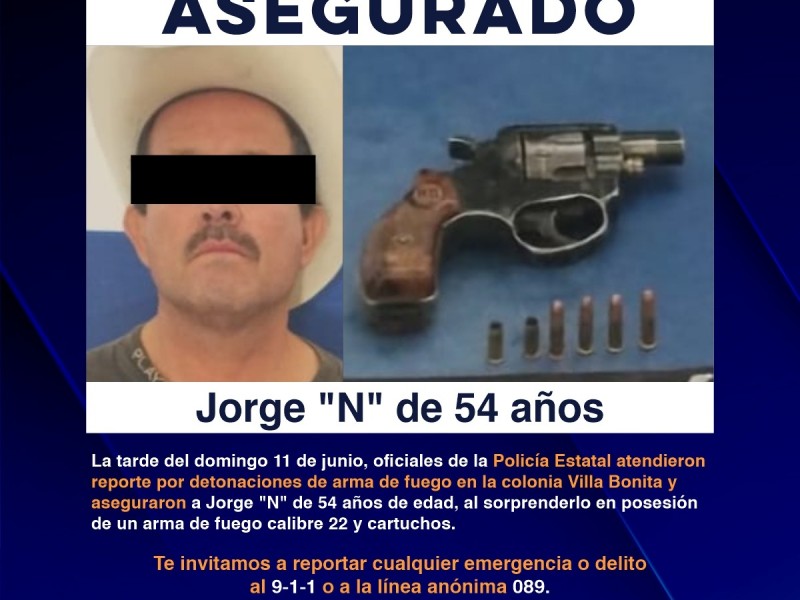 Asegura Policía Estatal a persona armada en Cajeme