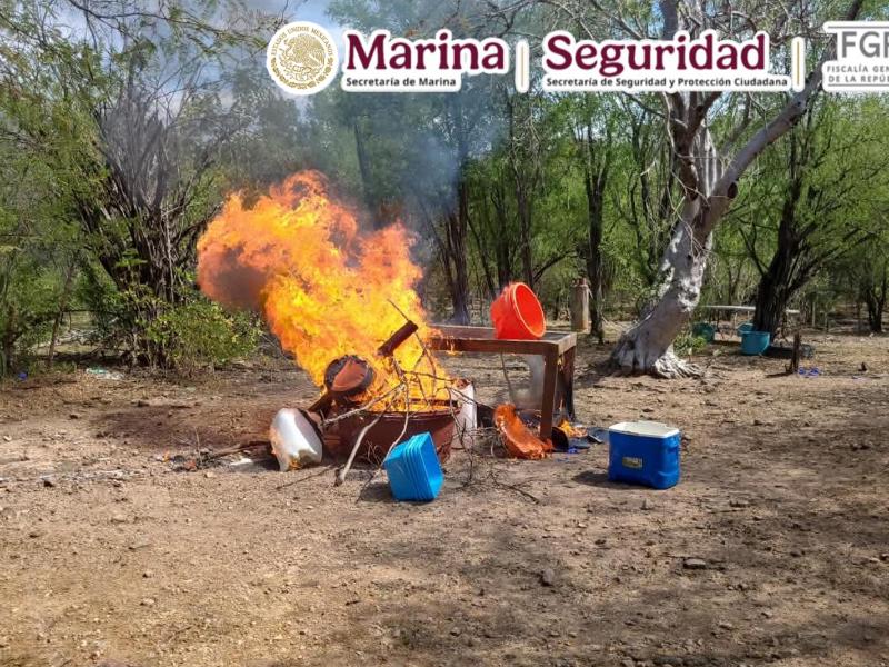 Aseguran 100 kilos de metanfetamina en laboratorio clandestino de Culiacán