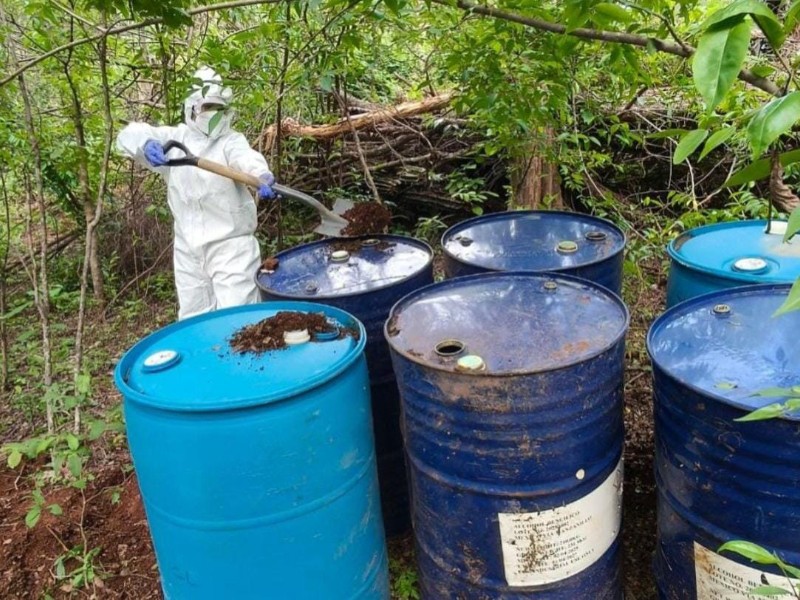 Aseguran 3 áreas de almacenamiento de químicos en Culiacán y Cosalá