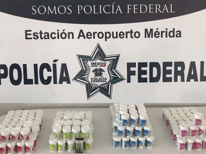 Aseguran 8 kilos de éxtasis en Aeropuerto Mérida